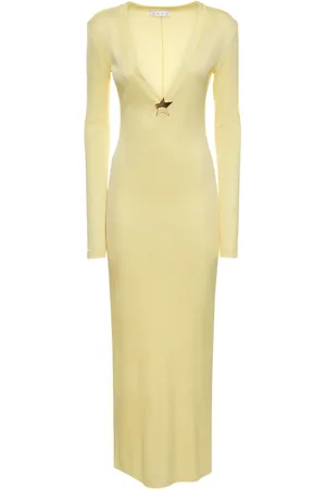 AREA Robe Longue En Viscose À Col En V Avec Clou Étoile