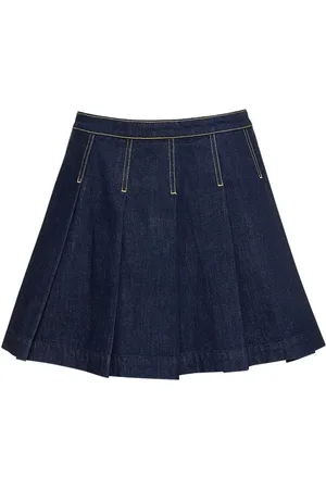 Kenzo Jupe Courte En Denim De Coton À Plis