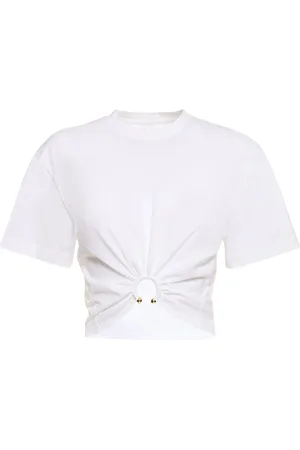 Paco rabanne T-shirt Court En Coton À Logo Détail Anneau