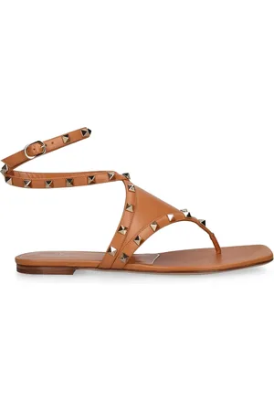 VALENTINO GARAVANI Sandales Tongs En Cuir Rockstud