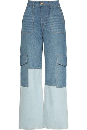 Ganni Jean Cargo En Denim De Coton Taille Haute
