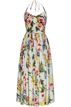 Dolce & Gabbana Robe Midi En Popeline De Coton Imprimé
