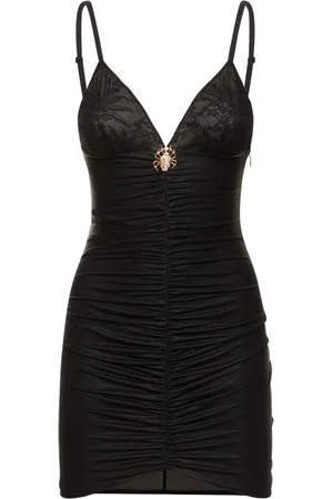 Alessandra Rich Robe Courte En Jersey Laminé Et Dentelle