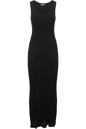 Jil Sander Robe Longue En Maille Côtelée De Coton