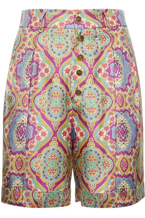 Etro Short Taille Haute En Soie Imprimée