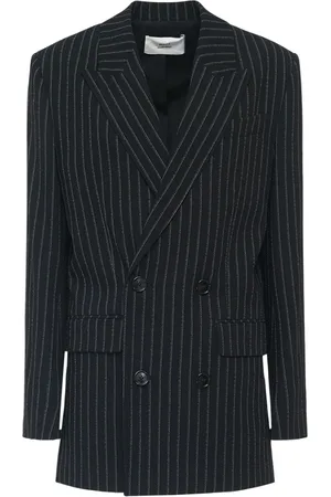 Ami Veste En Laine Rayée À Double Boutonnage
