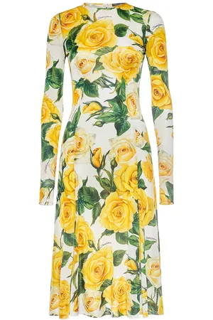 Dolce & Gabbana Robe Midi En Organza Imprimé Roses