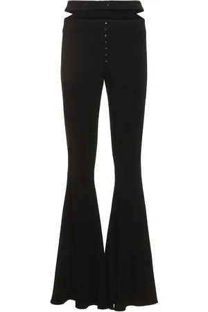 MUGLER Pantalon Évasé En Crêpe De Viscose Avec Crochets
