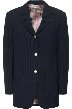 Thom Browne Veste En Laine Seersucker Avec Poches