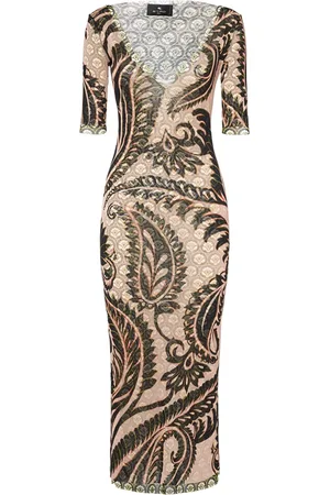 Etro Robe Longue En Mesh À Manches Courtes