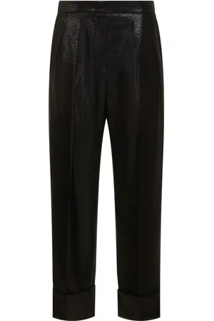 Giorgio Armani Pantalon Taille Haute En Lurex Texturé Fluide
