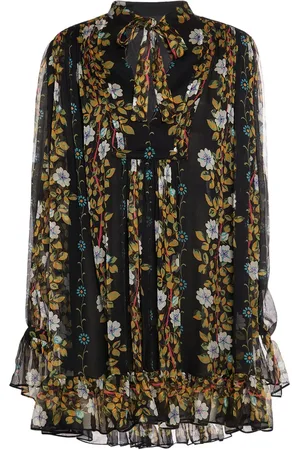 Etro Robe Courte En Mousseline De Soie À Volants