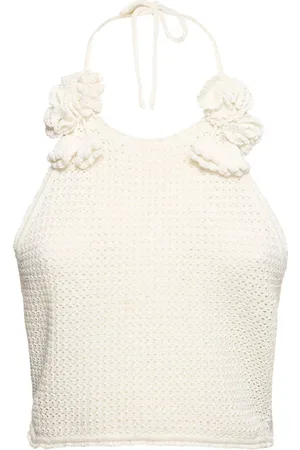 Self-Portrait Crop Top En Crochet À Encolure Licou Avec Roses