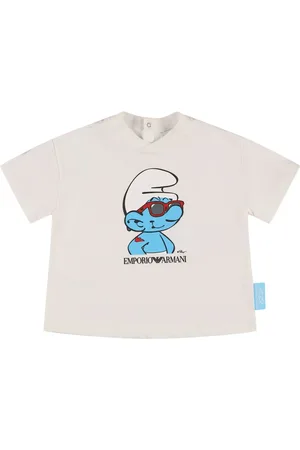 Emporio Armani T-shirt En Jersey De Coton Imprimé Schtroumpfs