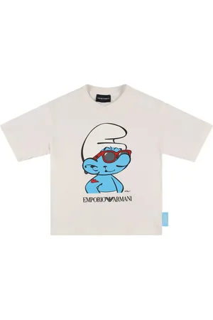 Emporio Armani T-shirt En Jersey De Coton Imprimé Schtroumpfs