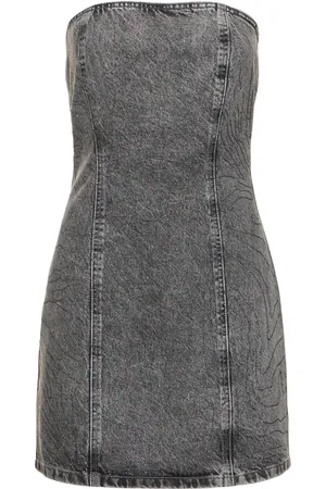 ROTATE Robe Courte En Denim De Coton Délavé