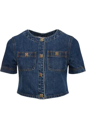 Self-Portrait Crop Top En Denim