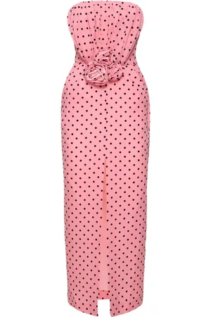 Alessandra Rich Robe En Georgette De Soie À Pois Floqués