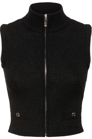 Alessandra Rich Gilet Zippé À Col Montant En Maille À Sequins