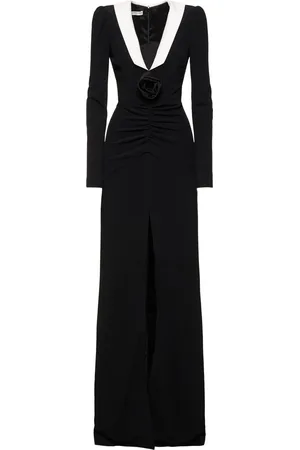 Alessandra Rich Robe De Soirée En Cady Avec Rose