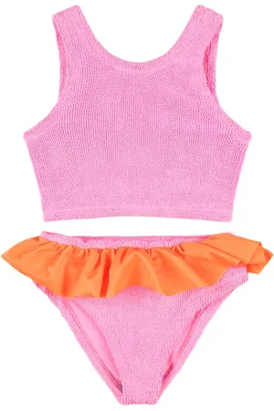 Hunza G Maillot Deux Pièces En Seersucker À Volants 7-12 A