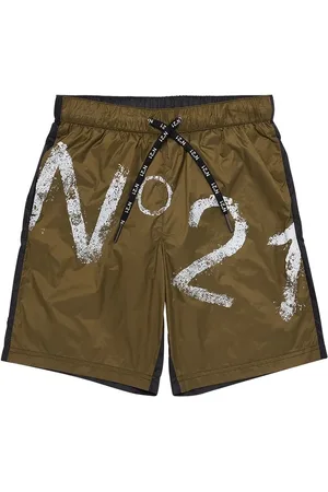 Nº21 Short En Coton Bicolore À Logo