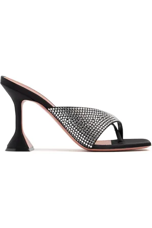 Amina Muaddi Mules En Satin Et Cristaux Shiona 95 Mm