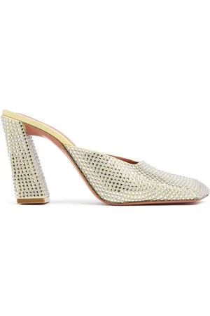 Amina Muaddi Mules En Satin Et Cristaux Charlotte 95 Mm