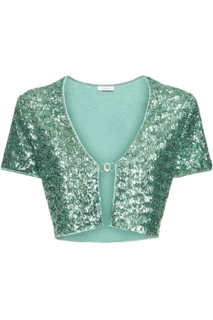 Oseree Crop Top À Sequins Détail Chaîne