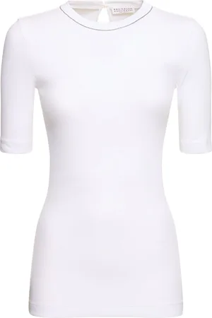 Brunello Cucinelli T-shirt En Jersey À Manches 3/4