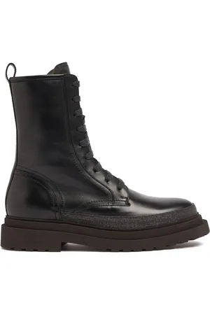 Brunello Cucinelli Bottes Combat En Cuir Et Cristaux 30 Mm