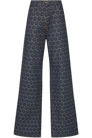 Etro Jean Ample En Denim Imprimé Taille Haute