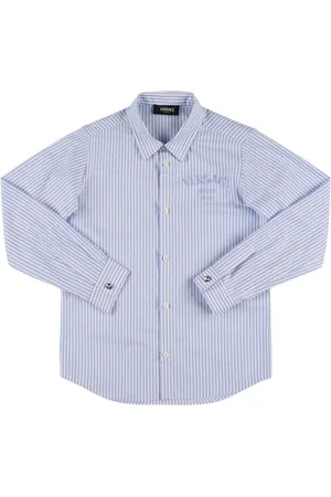 VERSACE Chemise En Popeline De Coton À Logo Brodé