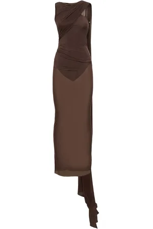 The Attico Robe Longue Transparente Avec Foulard