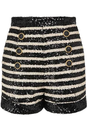 Balmain Short Taille Haute En Sequins À Rayures