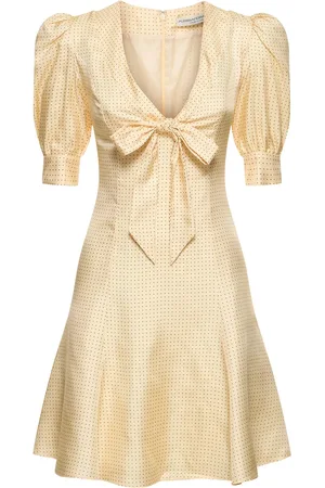 Alessandra Rich Robe Courte En Sergé De Soie À Pois