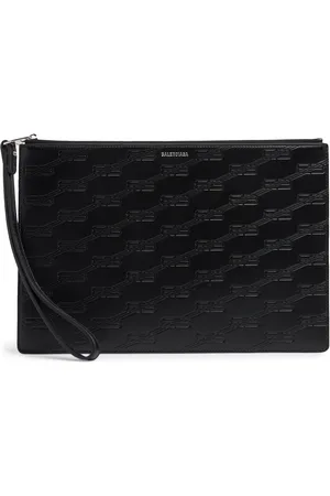 Balenciaga Pochette En Cuir Embossé Avec Dragonne