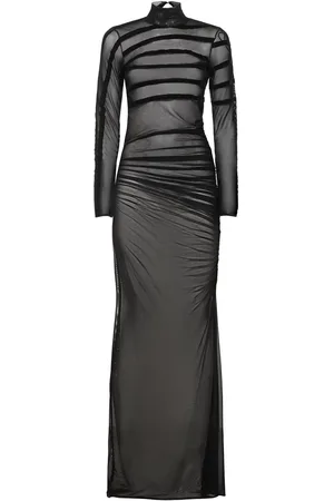 Jean Paul Gaultier Robe Longue En Mesh Drapé