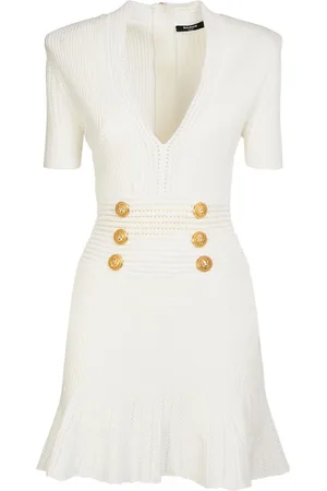 Balmain Robe Courte En Maille De Viscose