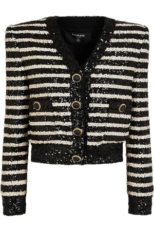 Balmain Veste En Sequins À Rayures