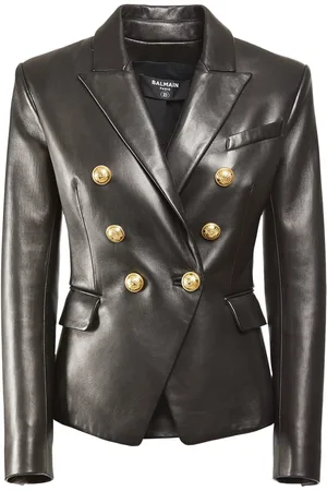 Balmain Veste En Cuir À Double Boutonnage