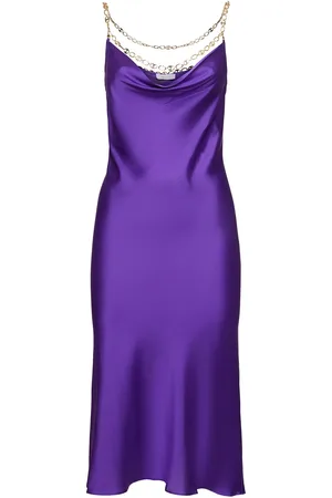 Paco rabanne Robe Mi-longue En Satin Détail Chaîne
