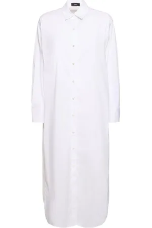 THEORY Robe Chemise Midi En Popeline De Coton Mélangé