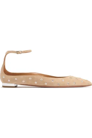 Aquazzura Ballerines En Daim Et Cristaux Love Affair 10 Mm