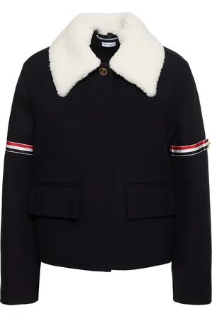 Thom Browne Veste En Laine Bouillie Avec Col En Shearling