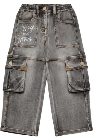 MONNALISA Jean Cargo En Coton Biologique Embelli