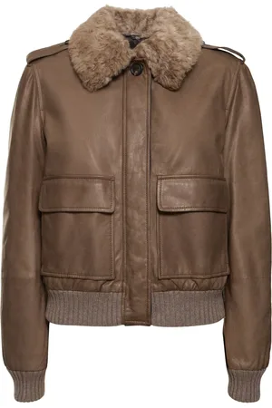 Brunello Cucinelli Veste En Cuir Avec Col En Fourrure