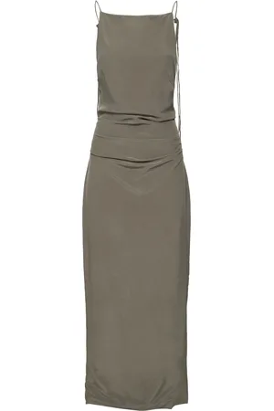 St Agni Robe Longue En Crêpe De Soie Tuck