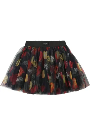 Dolce & Gabbana Jupe Courte En Tulle Imprimé Floral À Logo