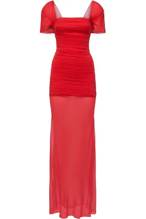GIUSEPPE DI MORABITO Robe Longue En Soie Stretch À Manches Cape